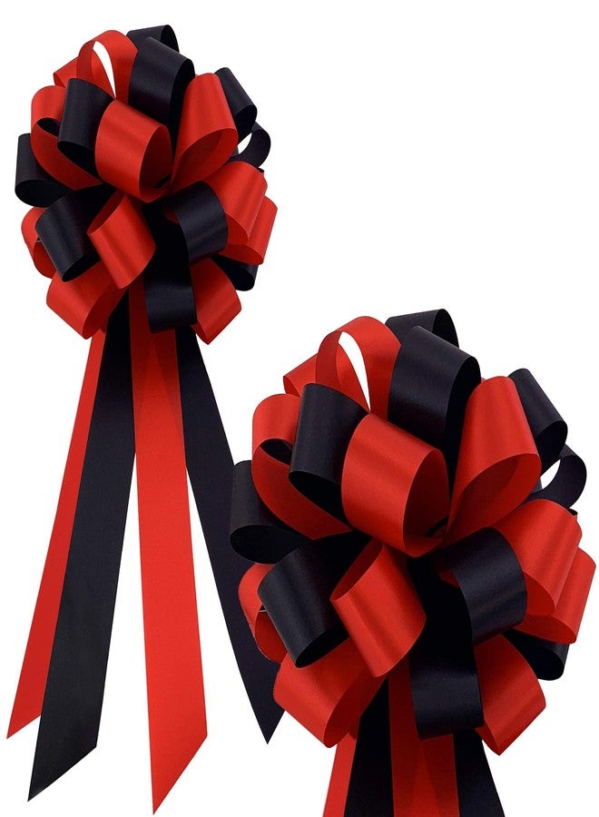 GiftWrap Etc. Black and Red Pull Bows - 8" Wide, Set of 6, Valentine's Day, Wedding Pew Bows, Reception, Anniversary, Halloween, Birthday, Party Decoration, Fundraiser, School Dance, Gift Basket, Office, Christmas - Image 1